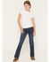 Image #1 - Shyanne Girls' Shayla Troy Dark Wash Mid Rise Bootcut Stretch Denim Jeans, Dark Wash, hi-res