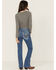 Image #1 - Shyanne Women's Mid Rise Medium Wash Bootcut Paisley Faux Flap Stretch Denim Jeans, Medium Wash, hi-res