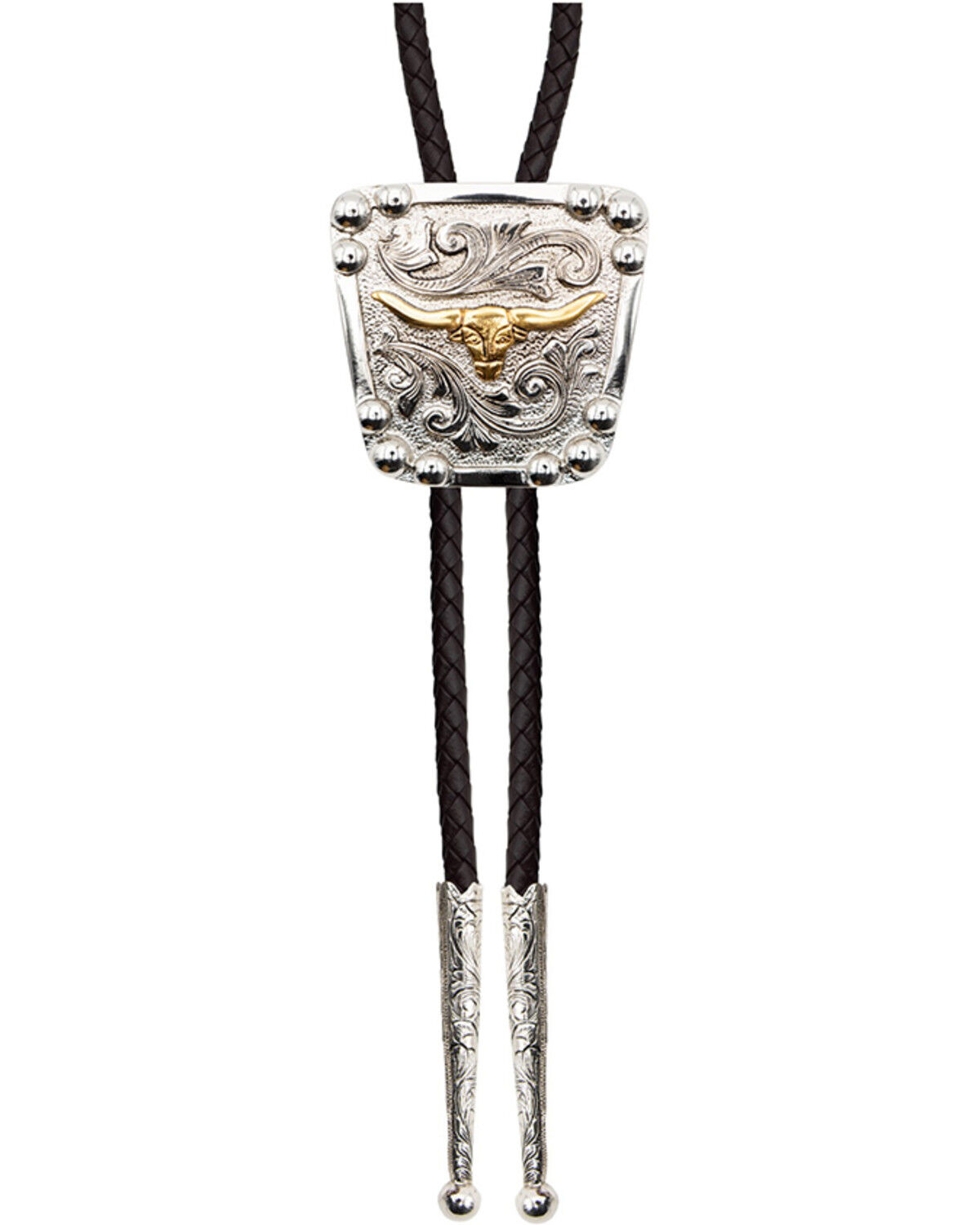 Image #1 - Cody James Men's Longhorn Bolo Tie, Silver, hi-res