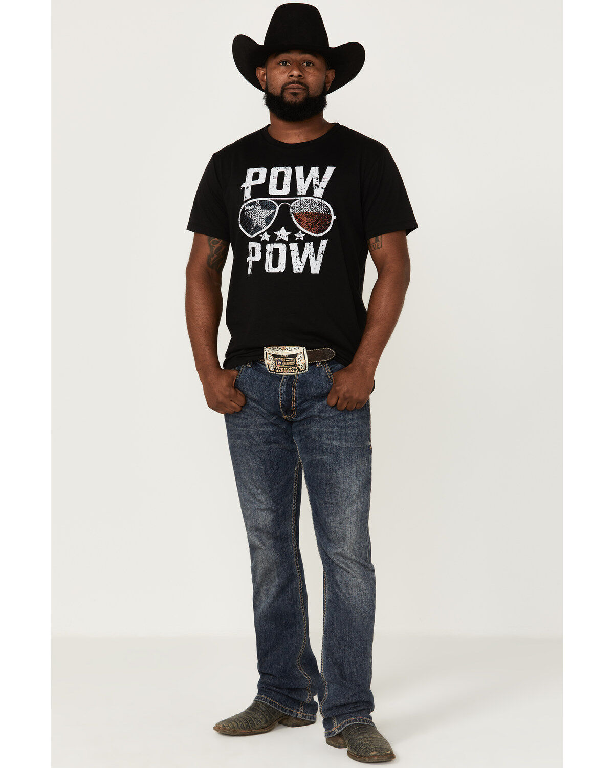 Image #2 - Dale Brisby Men's Pow Pow Sunglasses Graphic Short Sleeve T-Shirt, Black, hi-res