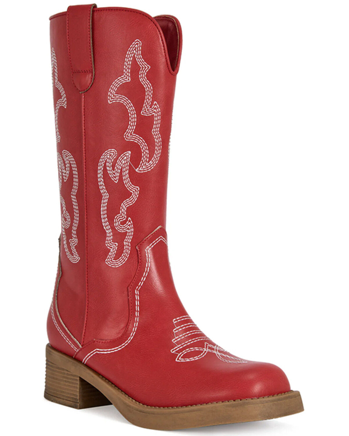 Image #1 - Azalea Wang Women's Mariana Western Boots - Square Toe, Red, hi-res