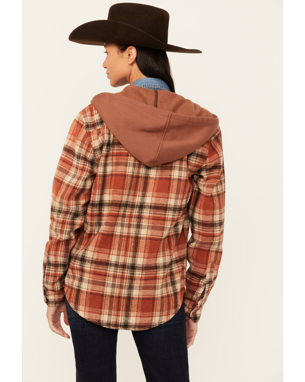 Image #4 - Kimes Ranch Delano Plaid Print Hooded Flannel Jacket, Rust Copper, hi-res