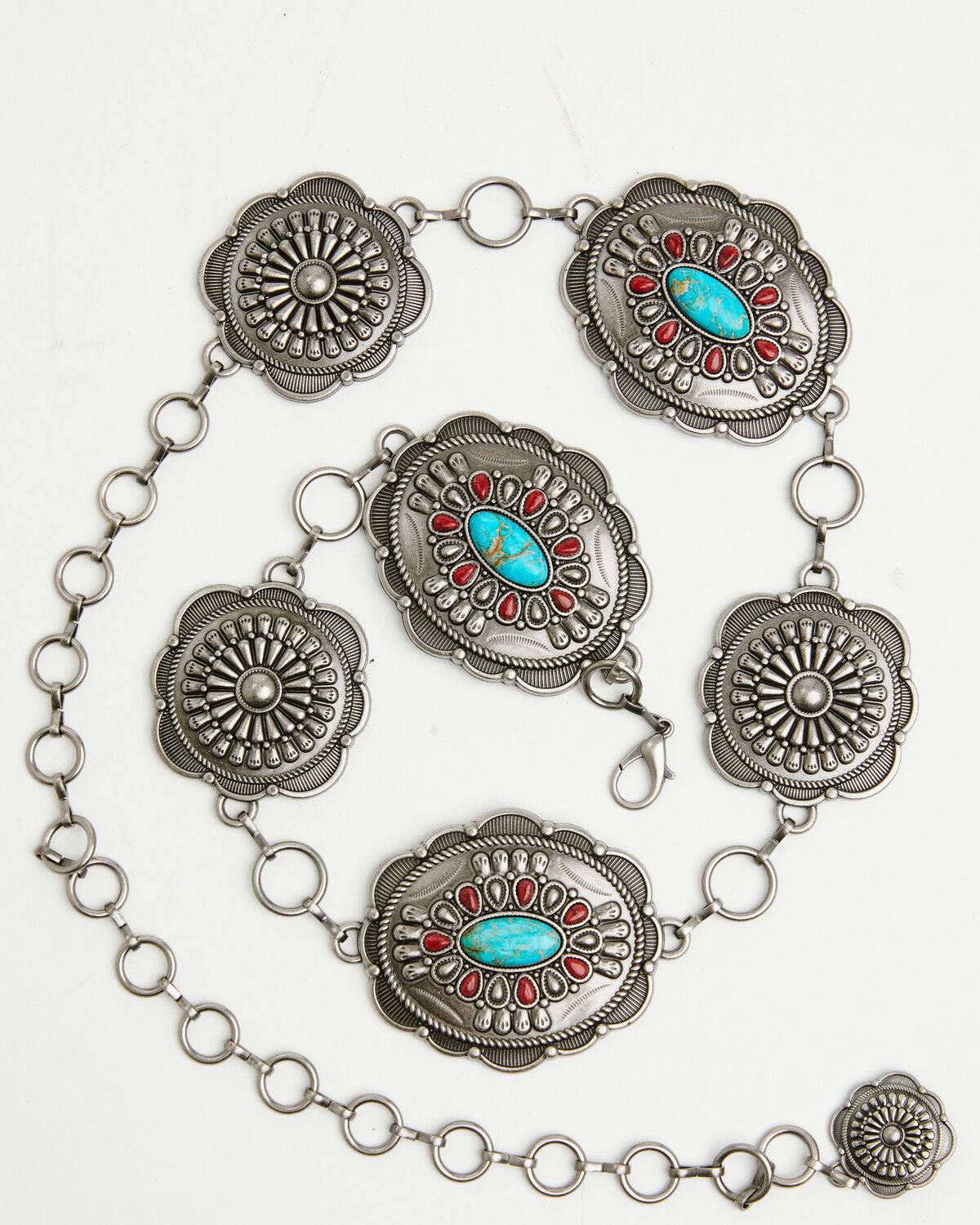Image #2 - Shyanne Women's Elsa Concho Chain Belt, Silver, hi-res
