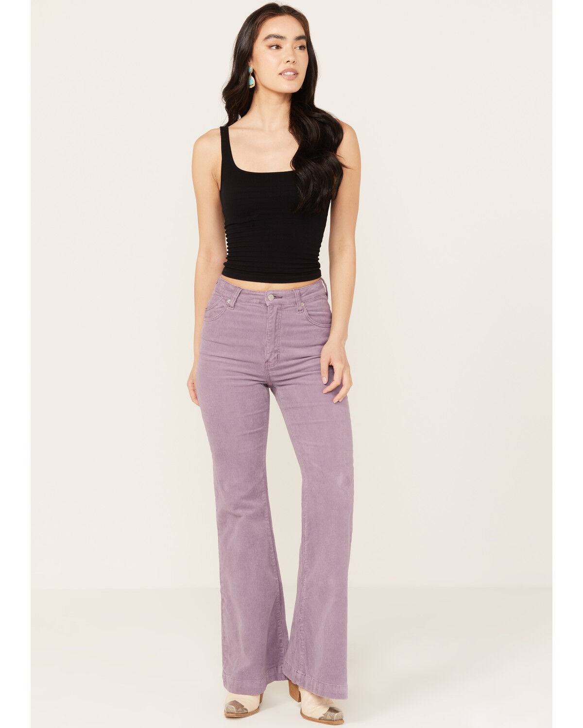 Image #1 - Rolla's Women's East Coast High Rise Corduroy Flare Pants, Light Purple, hi-res