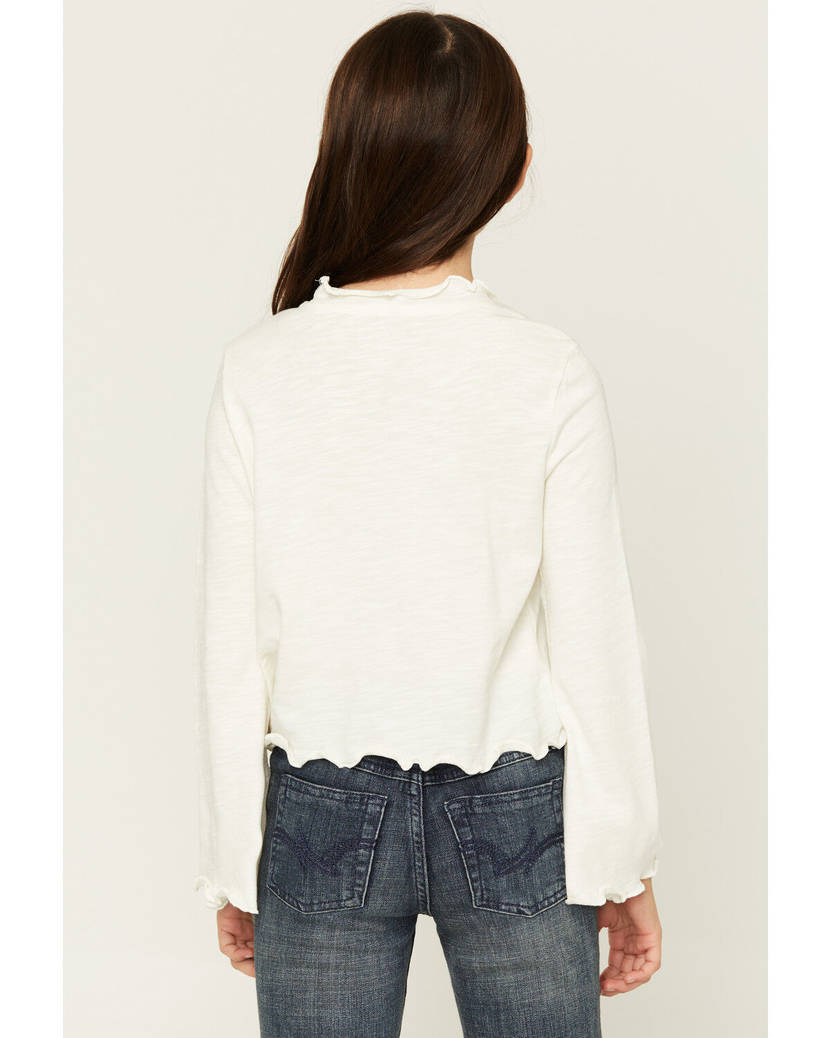 Image #4 - Shyanne Girls' Horse Print Long Bell Sleeve Shirt, Cream, hi-res