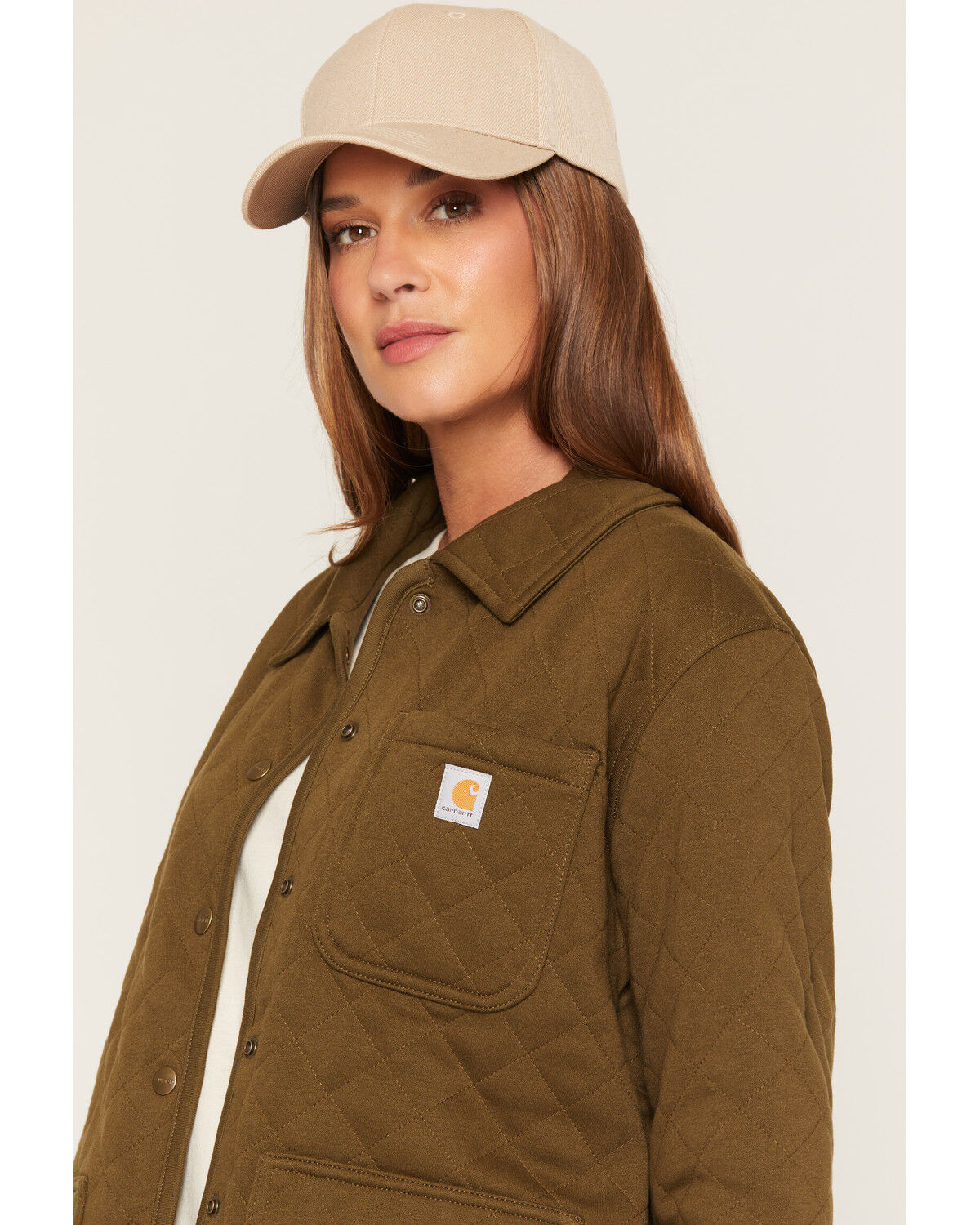 Image #2 - Carhartt Women's Paxton Quilted Shirt Jacket, Forest Green, hi-res