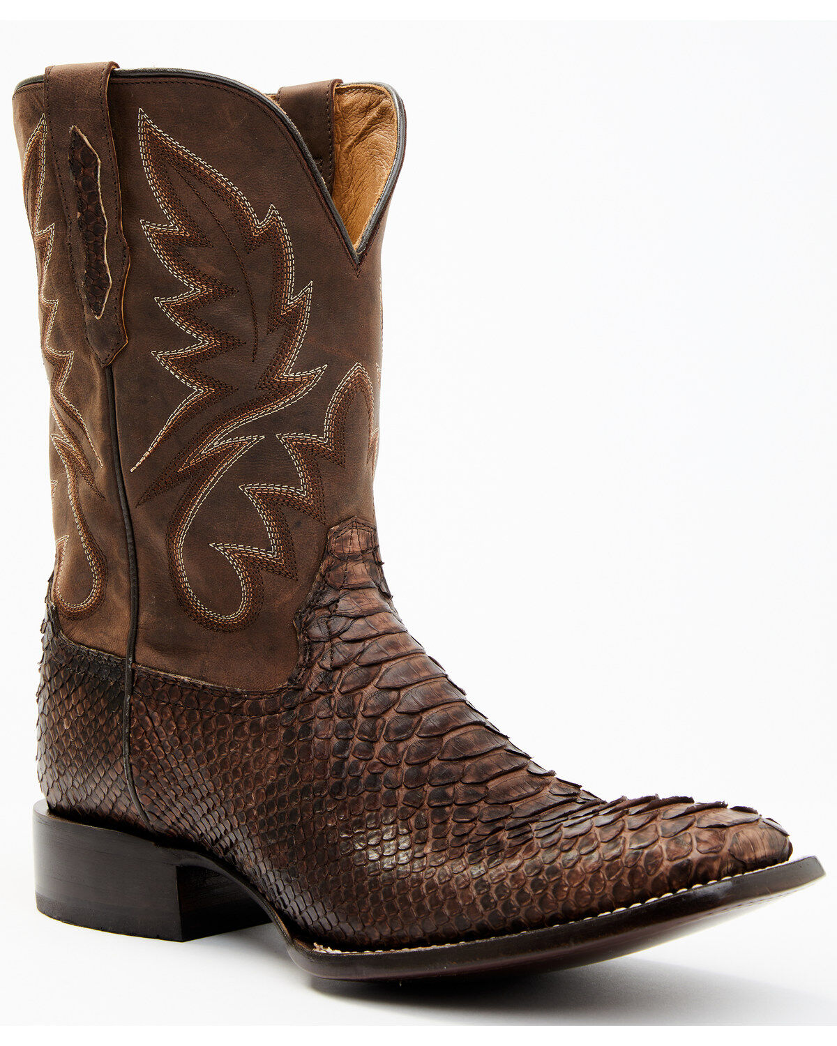 Image #1 - Cody James Men's Exotic Python Western Boots - Broad Square Toe, Chocolate, hi-res