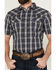 Image #3 - Gibson Men's Chain Link Plaid Print Short Sleeve Snap Western Shirt , Navy, hi-res