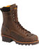 Image #1 - Carolina Men's 8" Crazy Horse Waterproof Lace-to-Toe Logger Boots - Soft Toe, Brown, hi-res