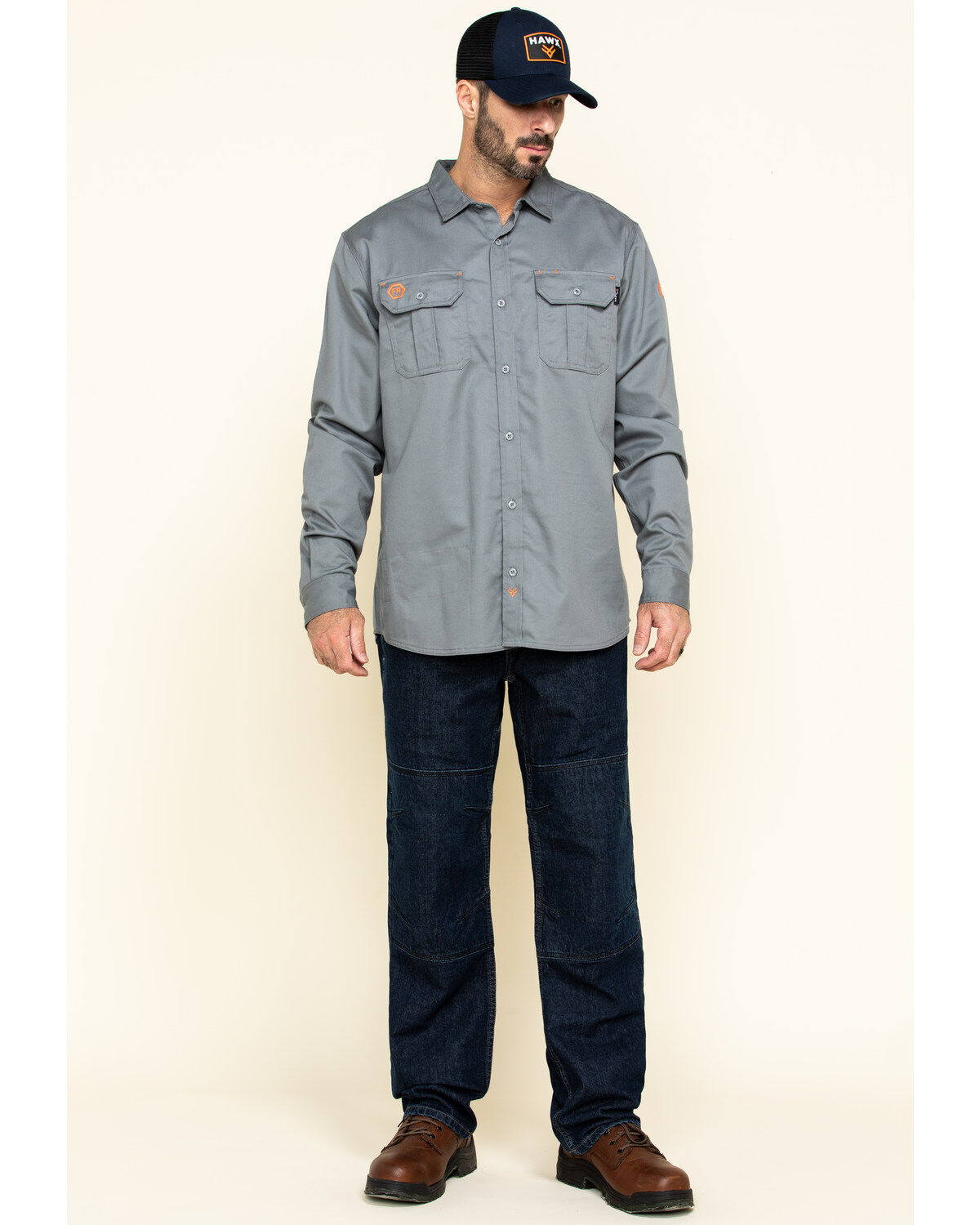 Image #6 - Hawx Men's FR Long Sleeve Woven Work Shirt - Tall, Silver, hi-res