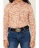 Image #3 - Shyanne Girls' Ash Floral Print Long Sleeve Pearl Snap Stretch Western Shirt , Gold, hi-res