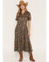 Image #1 - Sendero Provisions Women's La Dahlia Floral Print Short Sleeve Snap Midi Dress, Rust Copper, hi-res