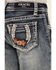 Image #4 - Grace in LA Little Girls' Light Wash Horseshoe Floral Bootcut Denim Jeans , Medium Wash, hi-res