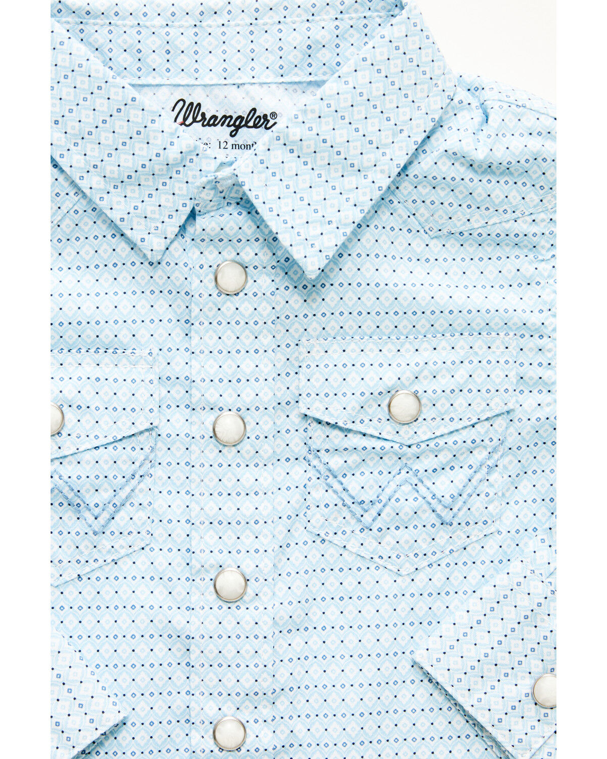 Image #2 - Wrangler Infant Boys' Geo Print Long Sleeve Snap Stretch Western Shirt, Blue, hi-res