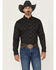 Image #1 - RANK 45&reg; Men's Stampede Diamond Geo Print Long Sleeve Button-Down Stretch Western Shirt, Black, hi-res
