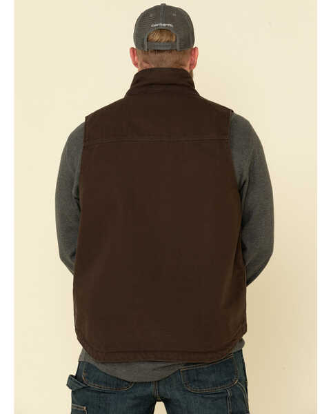 Image #5 - Carhartt Men's Dark Brown Washed Duck Sherpa Lined Mock Neck Loose Fit Work Vest , Dark Brown, hi-res