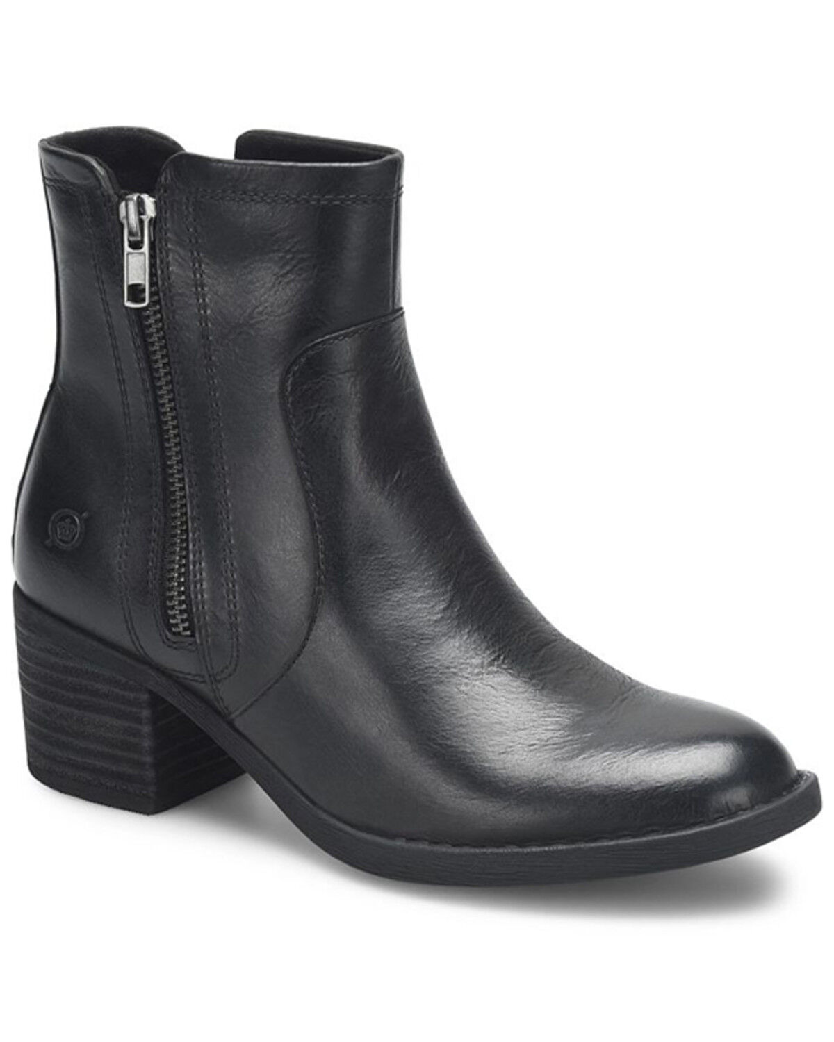 Born Women's Rigby Double Zipper Booties - Round Toe, Black, hi-res