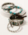 Image #1 - Shyanne Women's 4-piece Silver Longhorn & Turquoise Beaded Bracelet Set, Silver, hi-res