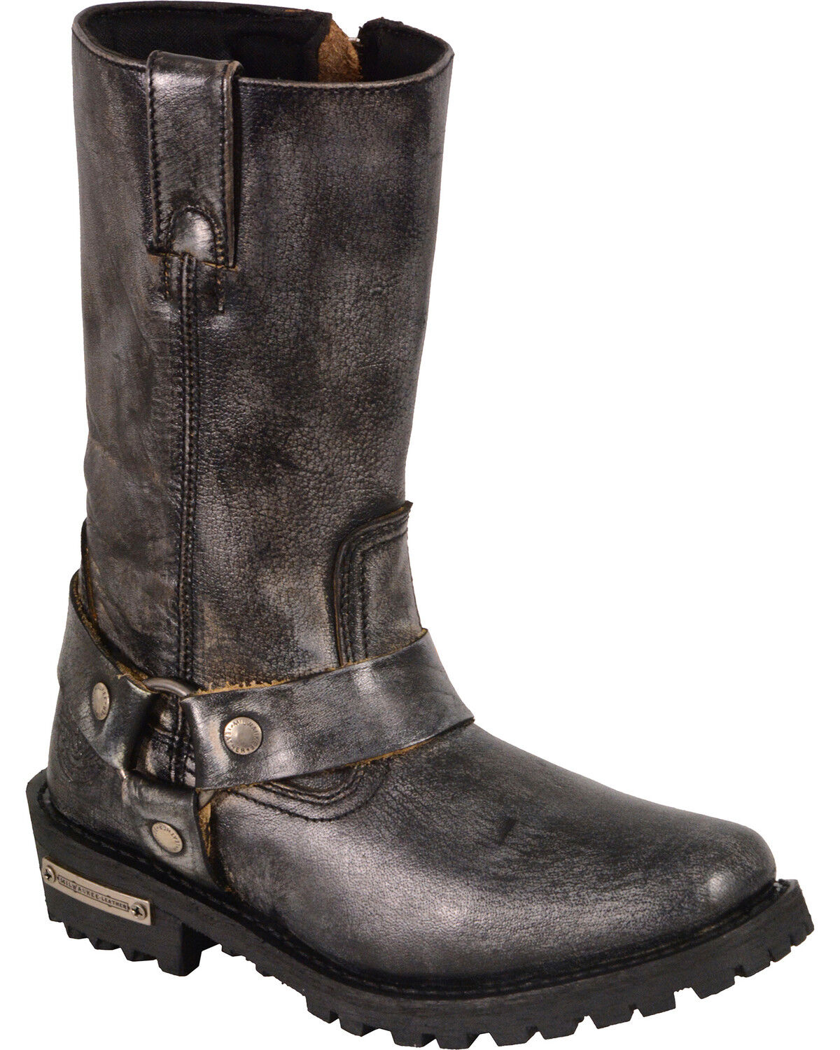 Image #1 - Milwaukee Leather Women's Distressed Classic Harness Boots - Square Toe, Black, hi-res