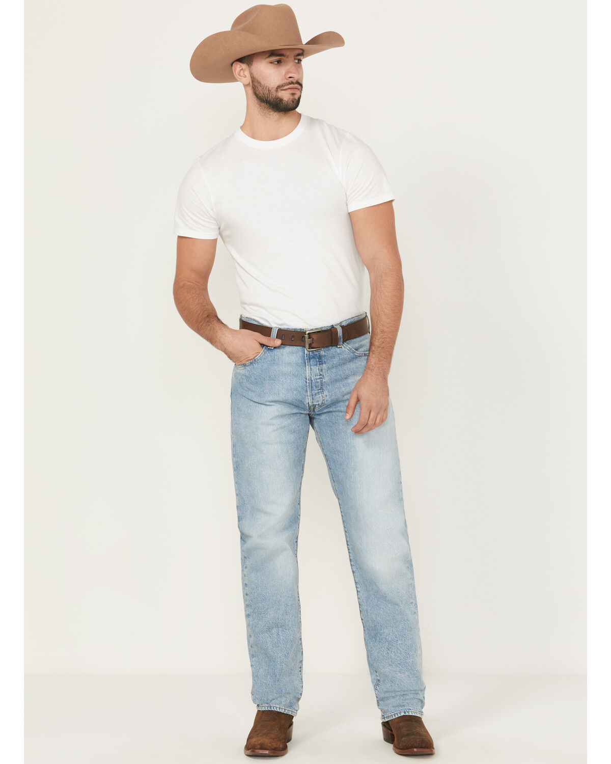 Levi's Men's 501&reg; Original Stay Zen Light Wash Straight Rigid Denim Jeans, Light Wash, hi-res