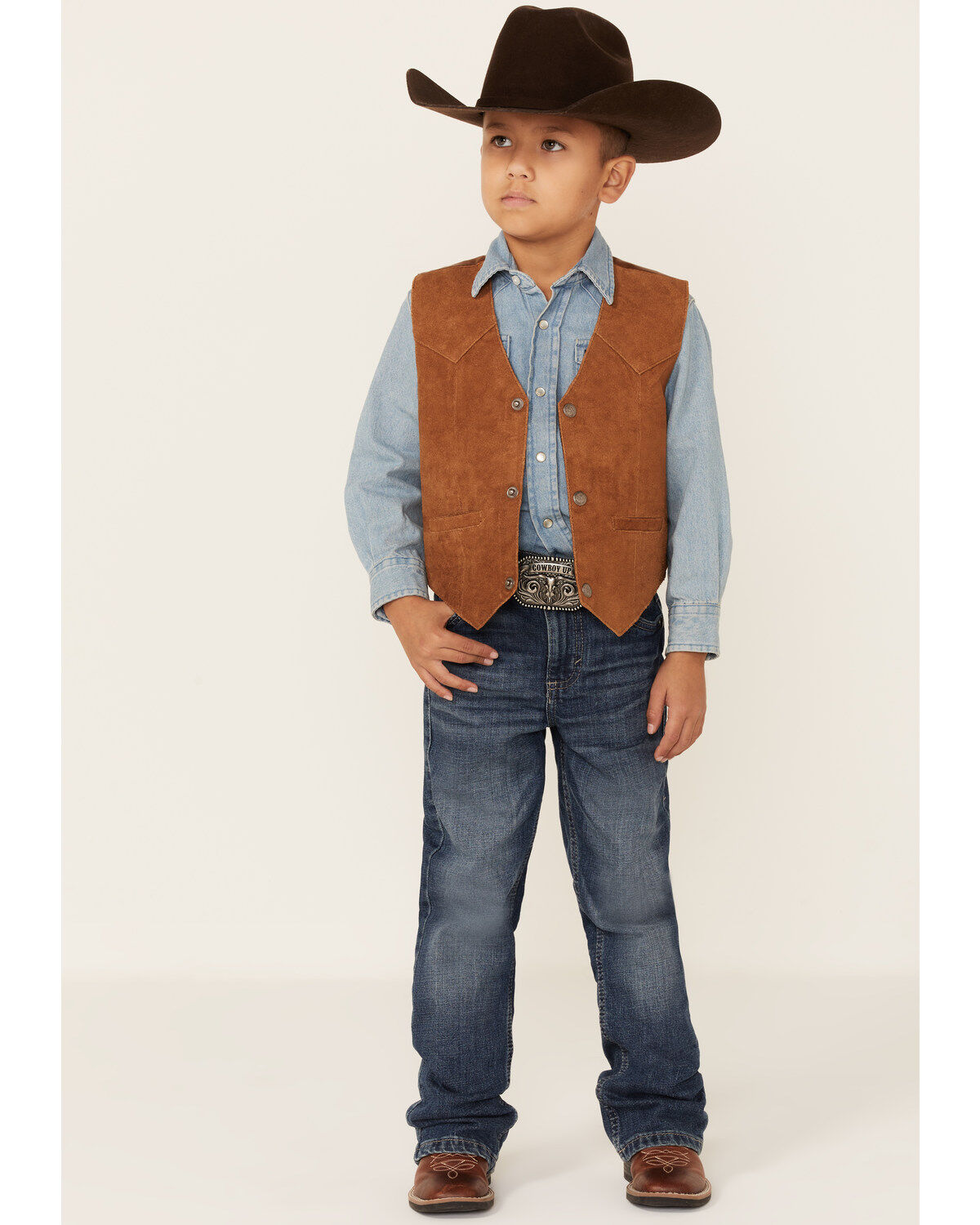 Image #4 - Scully Kid's Boar Suede Vest, Bourbon, hi-res