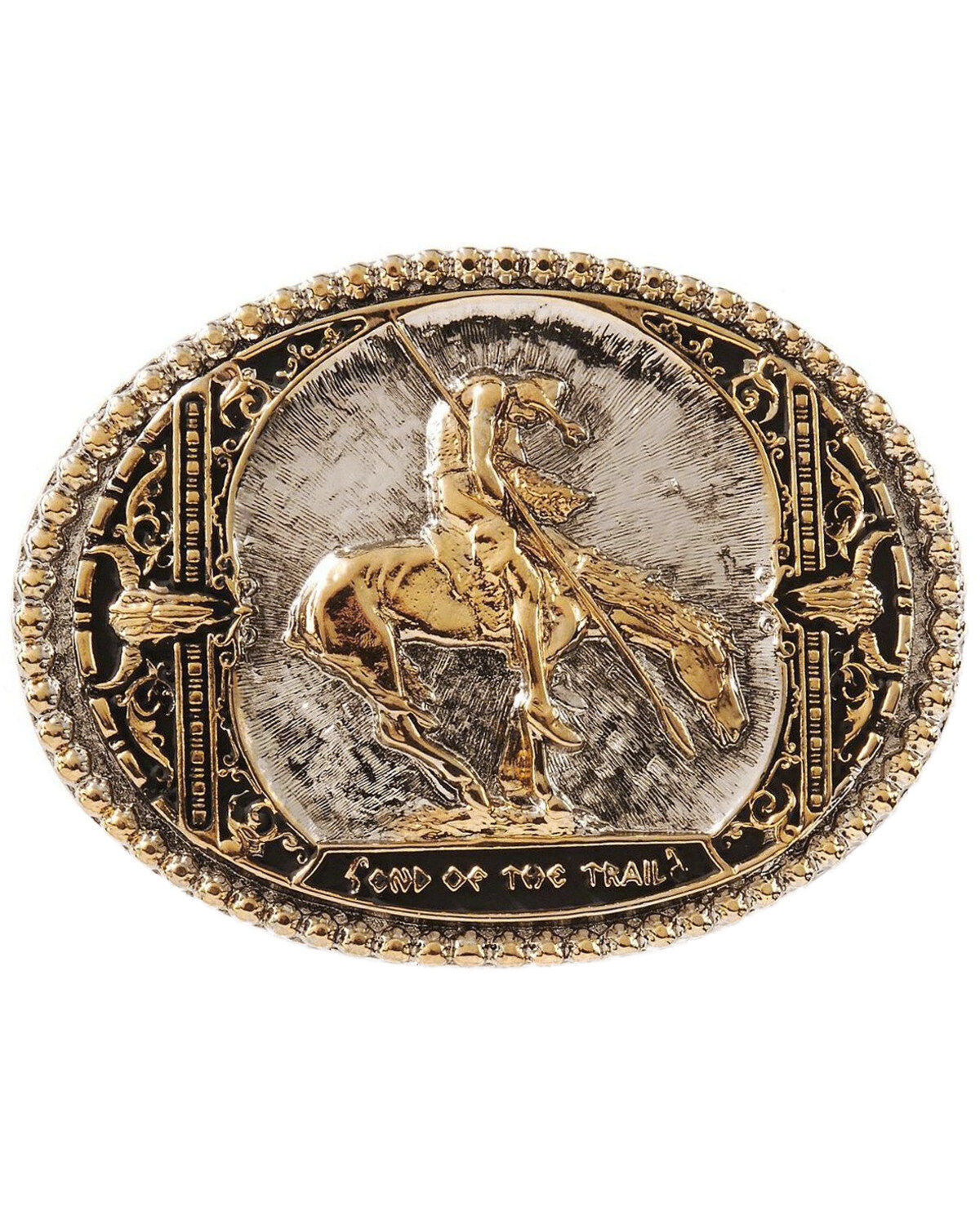 Montana Silversmiths Men's End Of The Trail Belt Buckle, Silver, hi-res