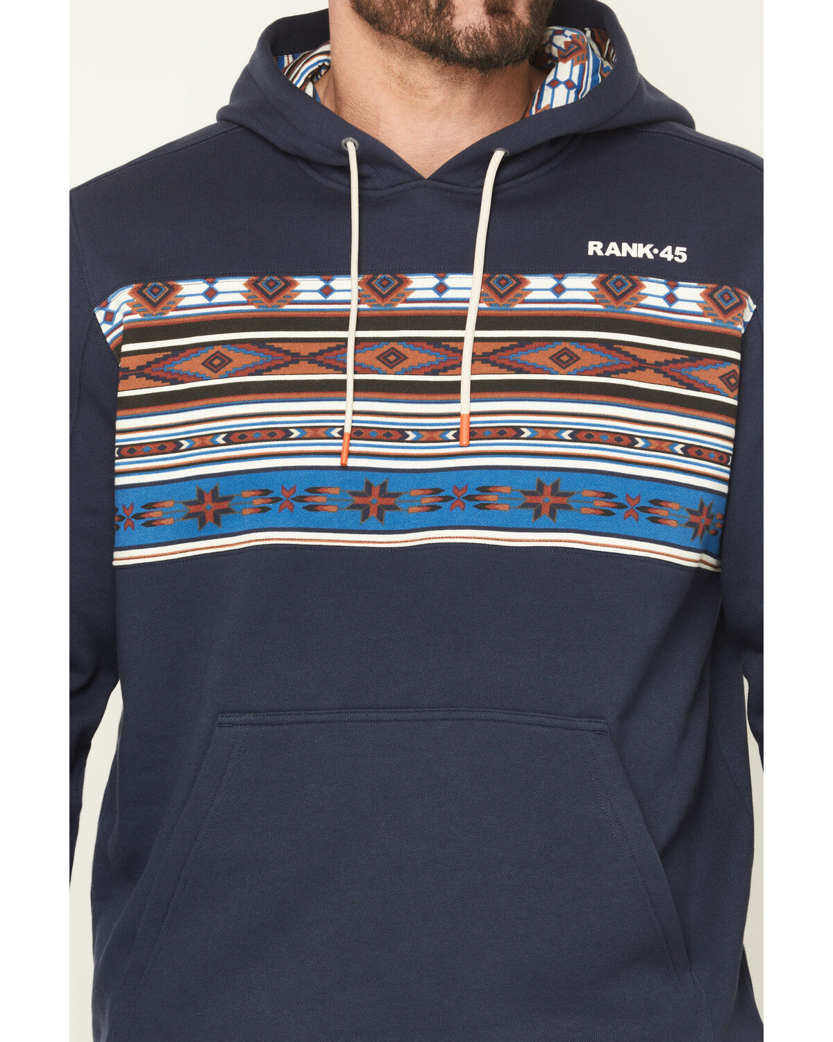 Image #3 - RANK 45&reg; Men's Border Striped Print Hooded Sweatshirt, Multi, hi-res
