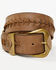 Image #1 - Cleo + Wolf Women's Brass Buckle Lace Detail Western Belt, Brown, hi-res