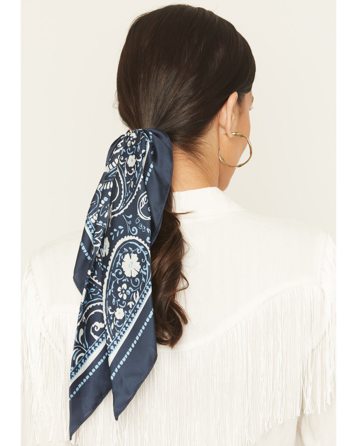 Idyllwind Women's Peyton Bandana Print Hair Tie Set - 2 Piece, Dark Blue, hi-res