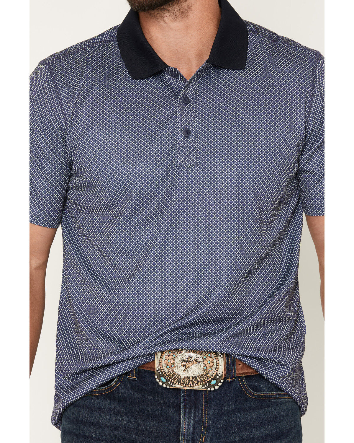 Image #3 - RANK 45&reg; Men's Urban Rancher Geo Print Short Sleeve Button-Down Polo Shirt, Navy, hi-res