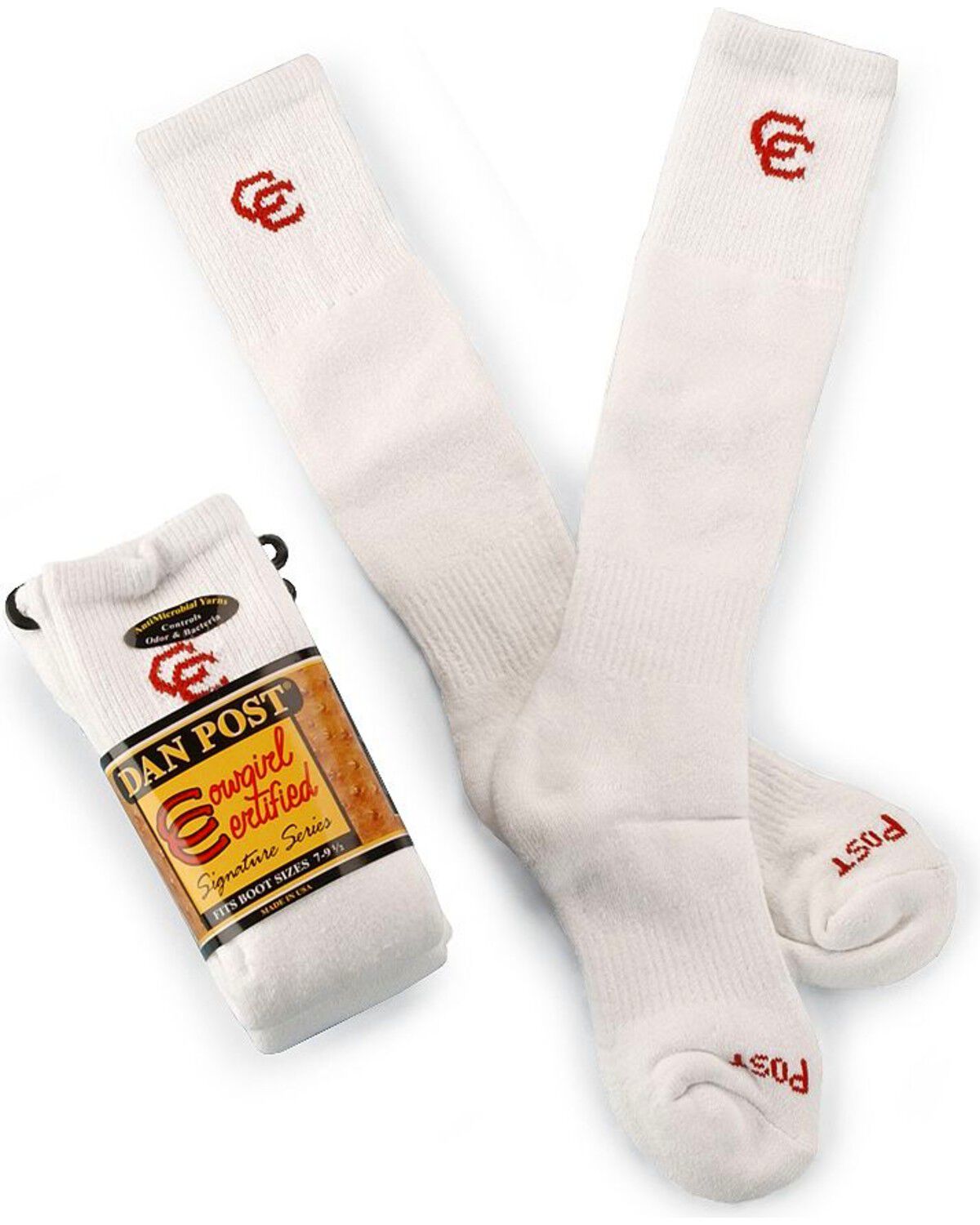 Dan Post Women's Cowgirl Certified Boot Socks - 2 Pack, White, hi-res