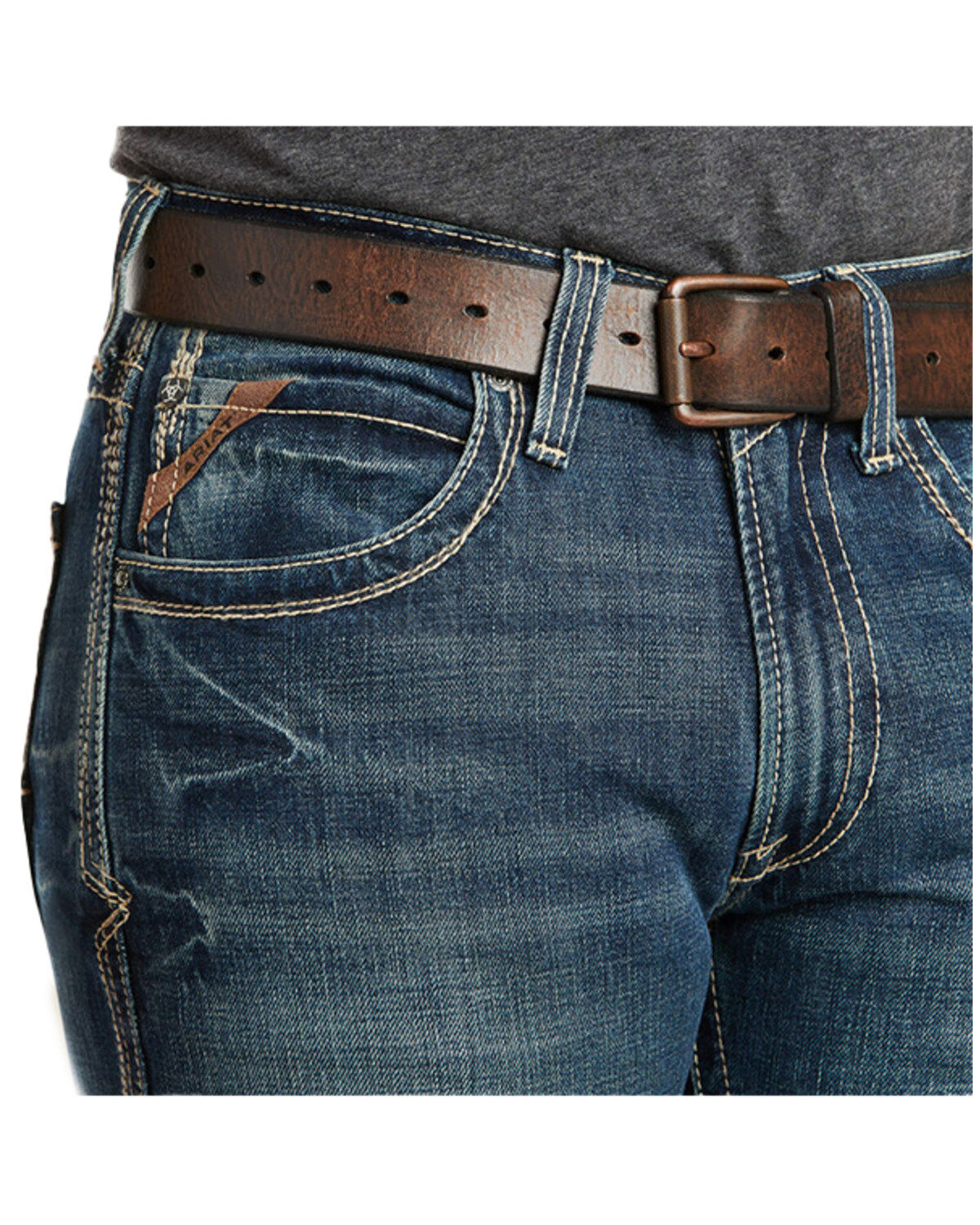 Image #3 - Ariat Men's Gulch M5 Low Rise Straight Leg Jeans, Med Wash, hi-res
