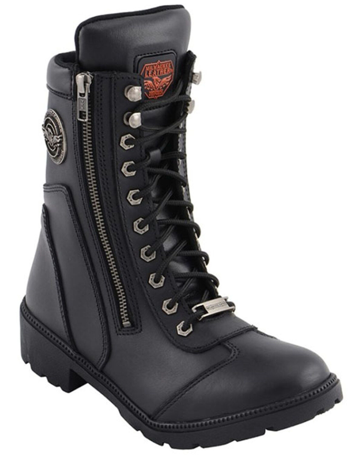 Milwaukee Leather Women's Black Moto Zipper Boots - Soft Toe, Black, hi-res