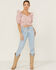 Image #4 - Beyond The Radar Women's Gingham Crop Cinch Detail Top, Blush, hi-res