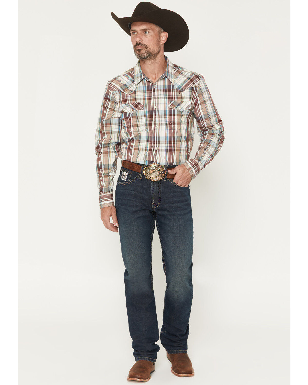 Image #1 - Cinch Men's White Label Dark Wash Relaxed Straight Performance Stretch Denim Jeans, Indigo, hi-res