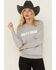 Image #1 - Boot Barn Women's Logo Crewneck Sweatshirt, Heather Grey, hi-res