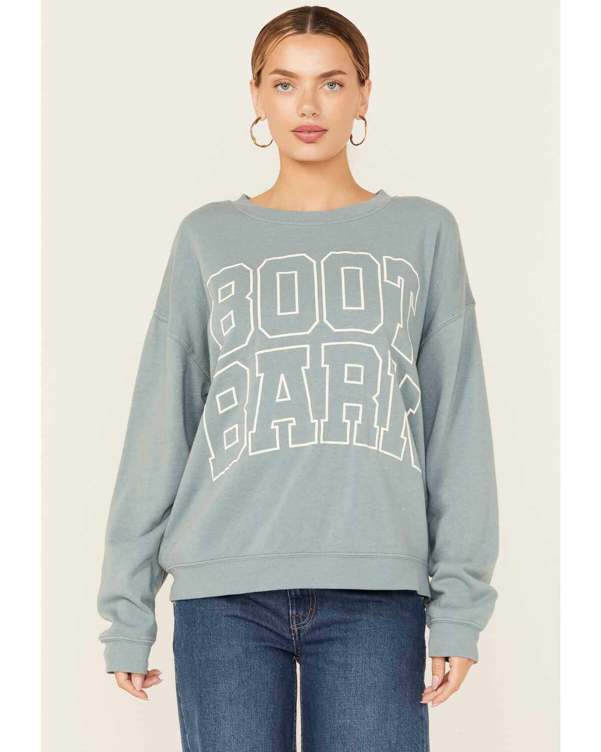 Boot Barn Women's Logo Graphic Crew Neck Sweatshirt, Blue, hi-res