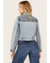 Image #4 - Cleo + Wolf Women's Light Wash Cropped Trucker Denim Jacket, Light Medium Wash, hi-res