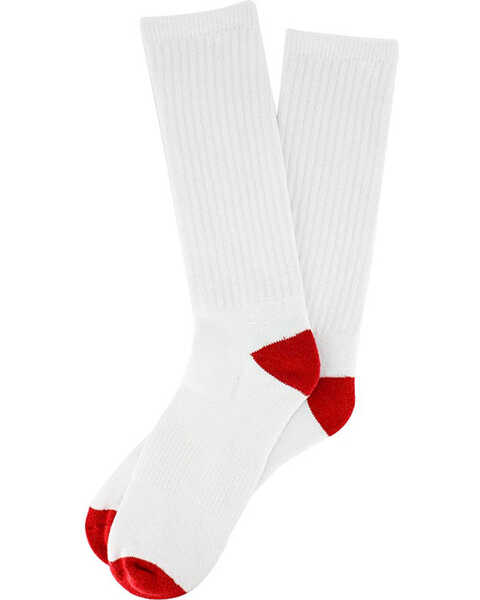 Image #1 - Boot Barn® Youth Crew Sock 3 Pack, White, hi-res