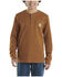 Image #1 - Carhartt Boys' Logo Henley Pocket Long Sleeve Shirt, Medium Brown, hi-res