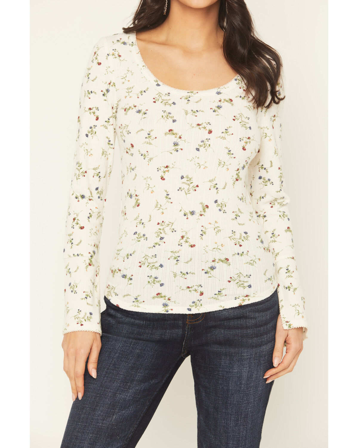 Image #4 - Idyllwind Women's Harborwood Floral Print Bell Long Sleeve Top, Cream, hi-res