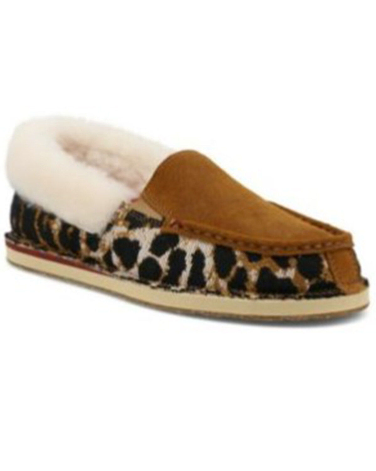 Image #1 - Twisted X Women's Leopard Print Fur-Lined Shoes - Moc Toe, Brown, hi-res