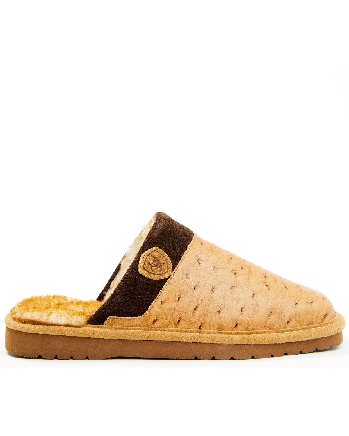 Image #2 - Ariat Men's Silversmith Full Quill Ostrich Print Slippers, Tan, hi-res