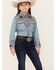 Image #1 - Rockmount Ranchwear Girls' Floral Yoke Long Sleeve Pearl Snap Denim Western Shirt, Blue, hi-res