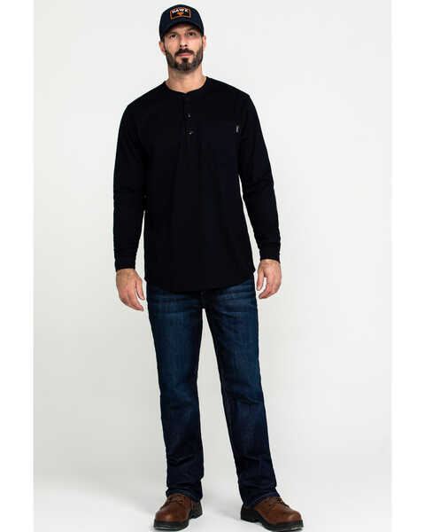 Image #6 - Hawx Men's Men's FR Pocket Henley Long Sleeve Work Shirt , Navy, hi-res