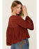 Image #4 - Cleo + Wolf Women's Lace Front Long Sleeve Peasant Top, Brandy Brown, hi-res