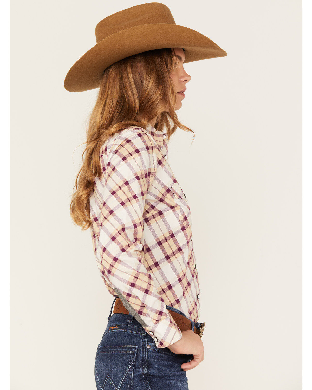 Image #2 - RANK 45&reg; Women's Long Sleeve Heritage Riding Shirt, Lt Brown, hi-res