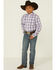 Image #2 - Ariat Boys' Boston Plaid Print Long Sleeve Button Down Western Shirt, White, hi-res