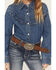 Image #3 - Wrangler Girls' Ruffle Button Long Sleeve Pearl Snap Western Shirt, Dark Wash, hi-res