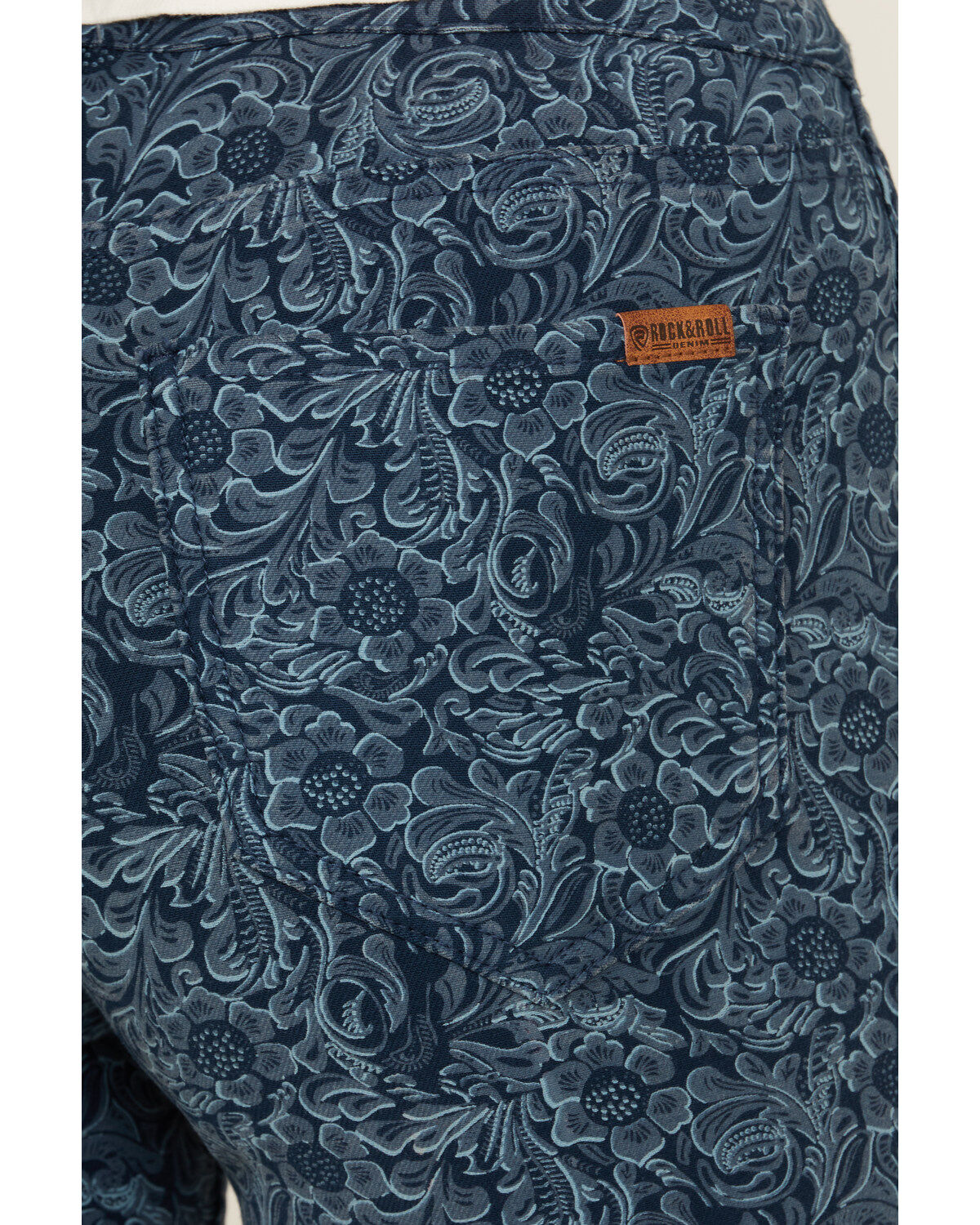 Image #4 - Rock & Roll Denim Women's High Rise Reversible Button Flare Stretch Denim Jeans, Navy, hi-res
